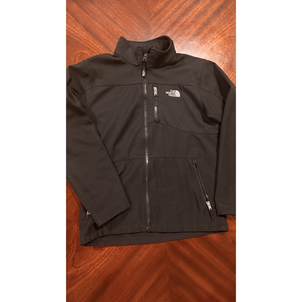 The North Face Apex Riser Jacket Youth M 10/12 Black Softshell Fleece Lined